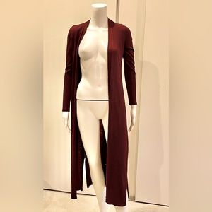White House Black Market XS wine colored duster